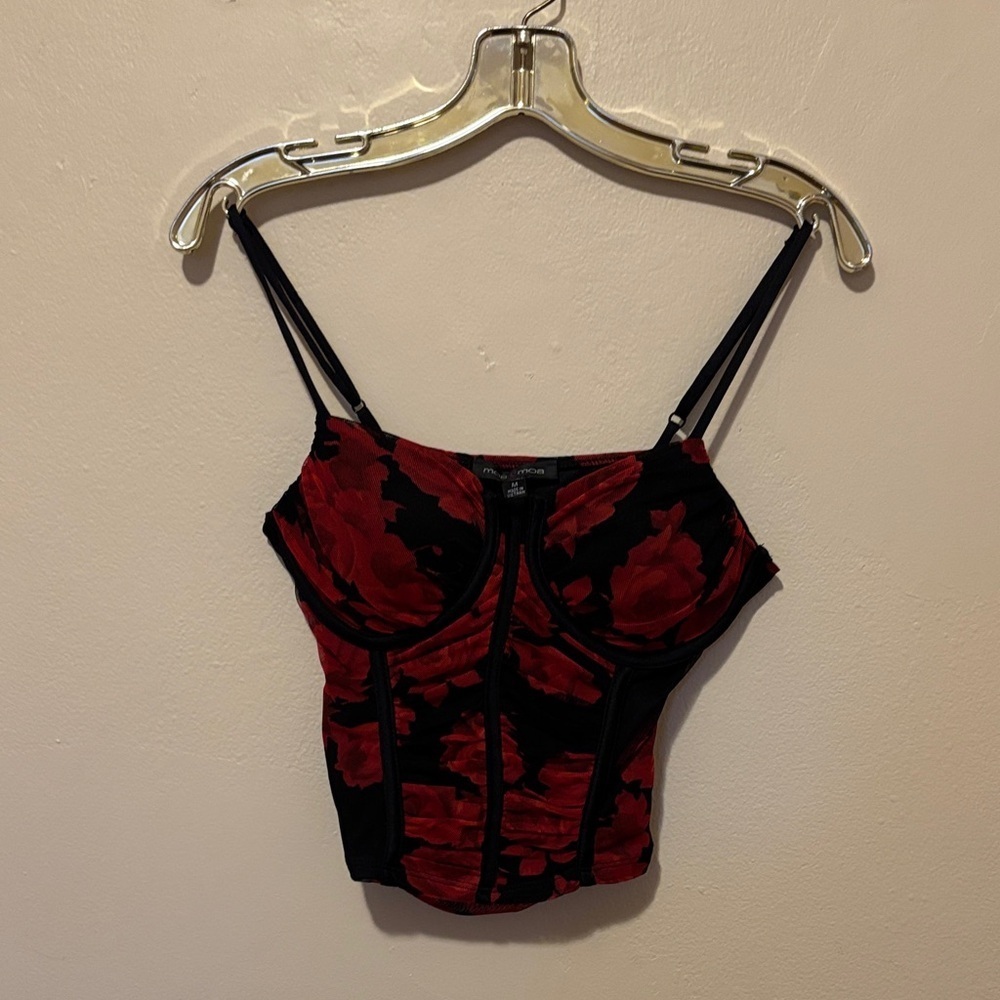 Moa Moa Black and Red Floral Camisole
